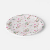 Pink Rabbit Babydusche Pappteller (Schrägansicht)