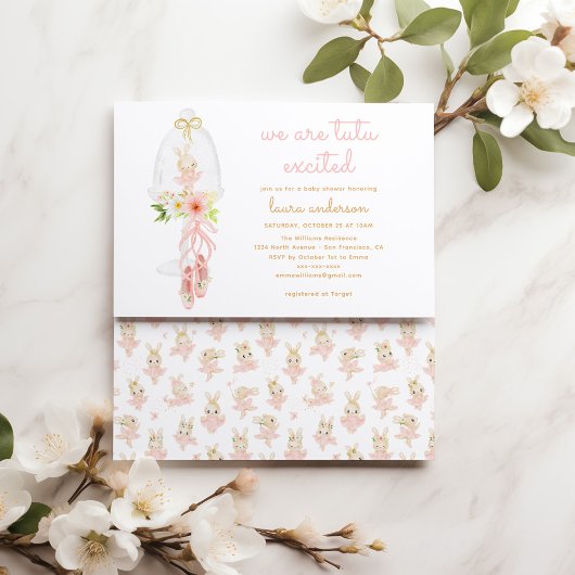 Pink Rabbit Ballerina Babydusche Einladung