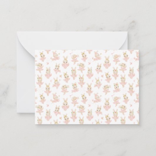 Pink Rabbit Ballerina Kinderdusche Kinderbetreuung Mitteilungskarte (Rückseite)