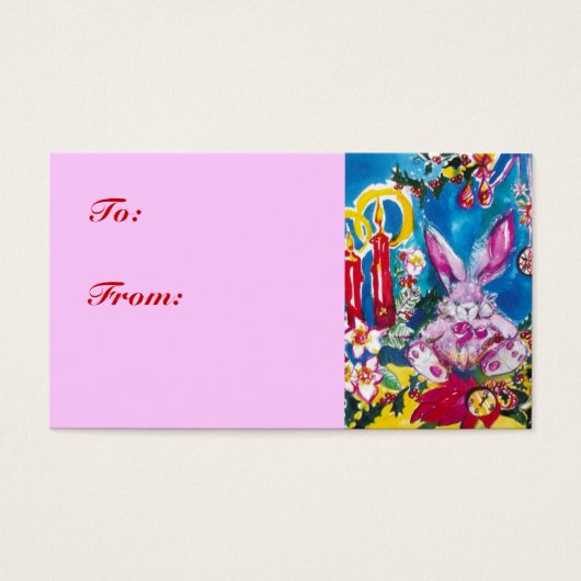 PINK RABBIT, CHRISTMAS CANDLES UND HOLLYBERRIES (Vorderseite)