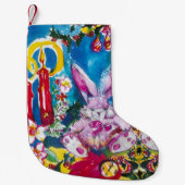 PINK RABBIT, CHRISTMAS CANDLES UND HOLLYBERRIES KLEINER WEIHNACHTSSTRUMPF (Vorderseite)