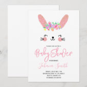 Pink Rabbit Face Baby Dusche Einladung (Vorne/Hinten)