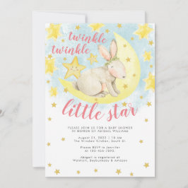 Pink Rabbit Gold Twinkle Little Star Baby Dusche Einladung