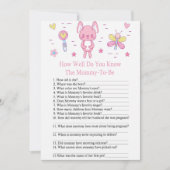 Pink Rabbit WIE GUT KENNST DU Baby-Dusche-Spiel Einladung (Vorderseite)