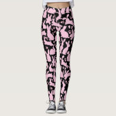 Pink Rabbits Muster Black BG Leggings (Vorderseite)