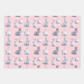 Pink Rabbits Muster Geschenkpapier Set (Vorderseite 3)