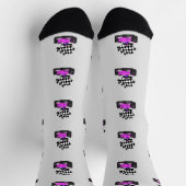 Pink Race Car - Checked Flag Sports Socken (Oben)