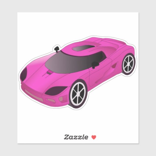 Pink Race Car Contour Aufkleber (Blatt)