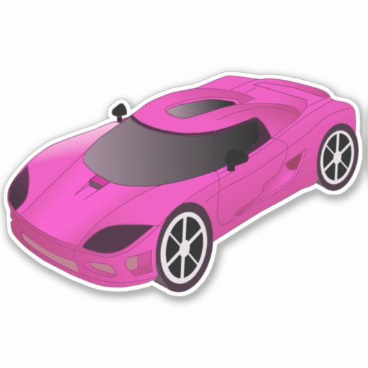 Pink Race Car Contour Aufkleber (Vorderseite)