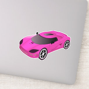 Pink Race Car Contour Aufkleber
