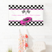 Pink Race Car Geburtstagsparty Banner (Insitu)
