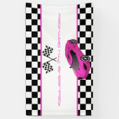Pink Race Car Geburtstagsparty Banner (Vertikal)