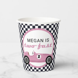 Pink Race Car Girl Racing 2 Fast Birthday Party Pappbecher