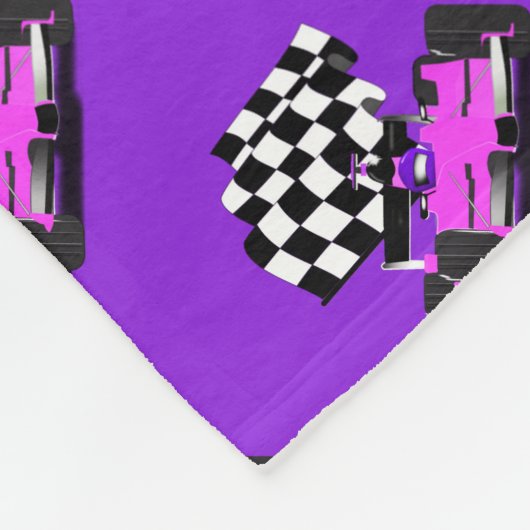 Pink Race Car mit Checkbox Fleecedecke (Ecke)
