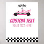 Pink Race Car Racececar Benutzerdefiniertes Party  Poster (Vorne)
