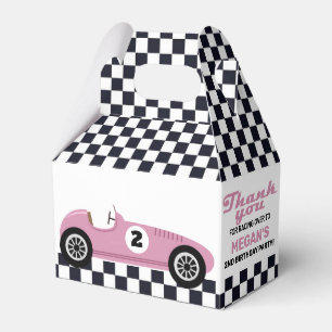 Pink Race Car Racing Geburtstagsparty geprüft Geschenkschachtel