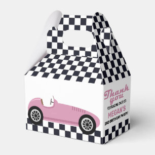 Pink Race Car Racing Geburtstagsparty geprüft Geschenkschachtel