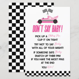 Pink Race Car Say Baby Shower Game nicht
