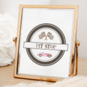 Pink Race Car-Zeichen beenden Poster