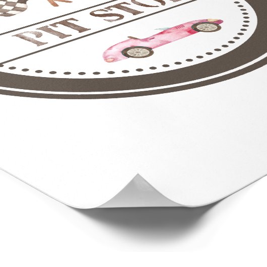 Pink Race Car-Zeichen beenden Poster (Ecke)