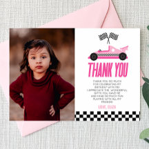 Pink Racecar Race Car Custom Foto Geburtstagsparty