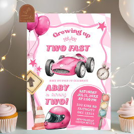 Pink Racing Car Two Fast 2. Geburtstag Einladung