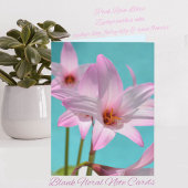 Pink Rain Lilies Aqua Blank