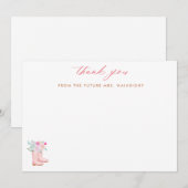 Pink Rain Stiefel & Blume Script Future Mrs. Dankeskarte (Vorne/Hinten)