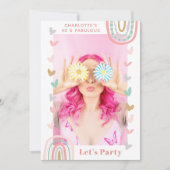 Pink Rainbow 40 & Fabulous Modern Birthday Party Einladung (Vorderseite)