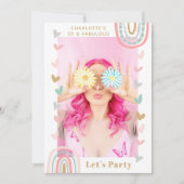 Pink Rainbow 50 & Fabulous Modern Birthday Party Einladung (Vorderseite)