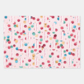 Pink Rainbow and Confetti First Birthday Geschenkpapier Set (Vorderseite 2)