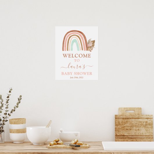 Pink Rainbow Baby Dusche Begrüßungszeichen Poster (Küche)