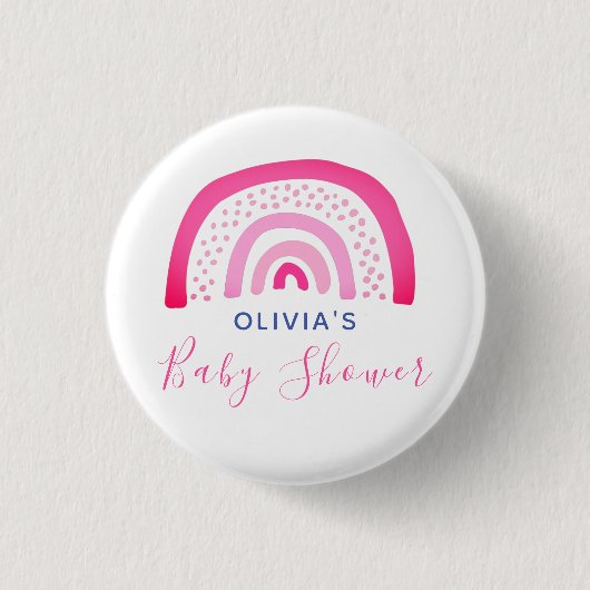 Pink Rainbow Baby Dusche Button (Vorderseite)