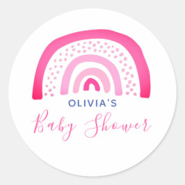 Pink Rainbow Baby Dusche Runder Aufkleber