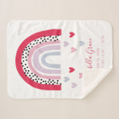 Pink Rainbow Baby Script Birth Stats Sherpadecke (Vorderseite (Horizontal))