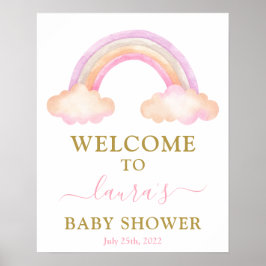 Pink Rainbow Baby Shower Girl Begrüßungszeichen Poster