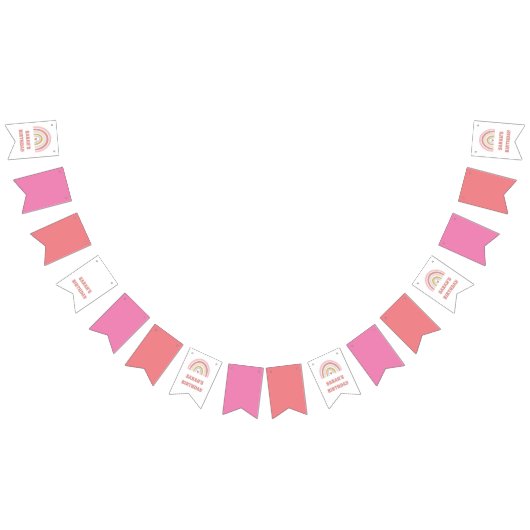 Pink Rainbow Birthday Banner - Individuelle Name B (Alle)