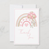 Pink Rainbow Bunny Rabbit Babydusche Dankeskarte (Vorderseite)