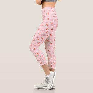 Pink Rainbow Chertern Muster Capri Leggings