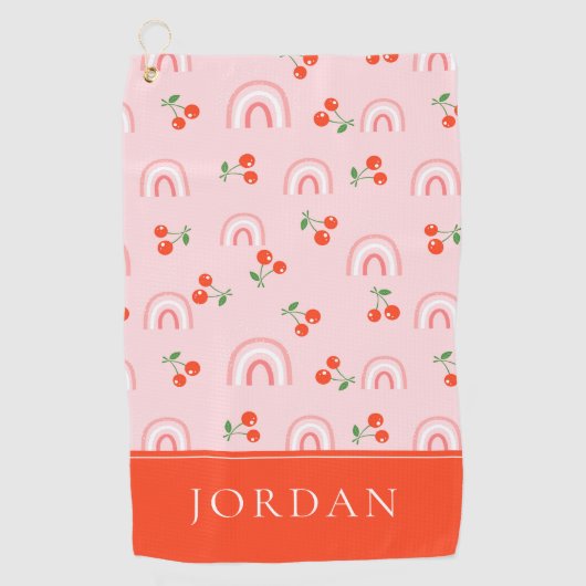 Pink Rainbow Chertern Muster Golfhandtuch (Vorderseite)