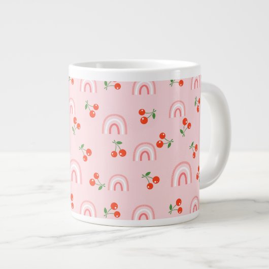 Pink Rainbow Chertern Muster Jumbo-Tasse (Vorderseite Rechts)