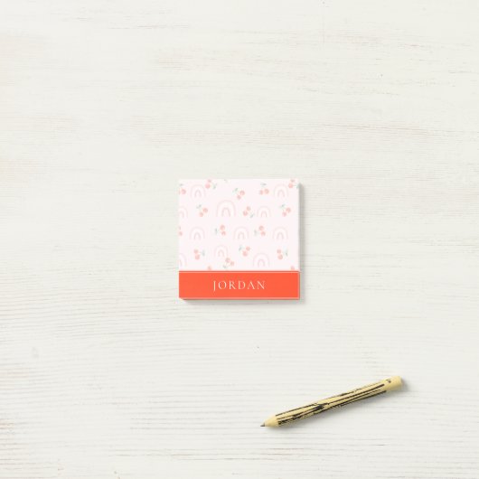 Pink Rainbow Chertern Muster Post-it Klebezettel (Auf Schreibtisch)