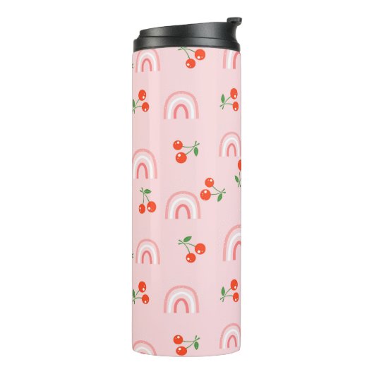 Pink Rainbow Chertern Muster Thermosbecher (Nach links gedreht)