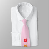 Pink Rainbow Floral Gay Pride Design Neck Tie Krawatte (Gebunden)