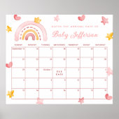 Pink Rainbow Guess Due Datum Kalender Post Poster (Vorne)