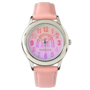 Pink Rainbow Heart anpassen Armbanduhr