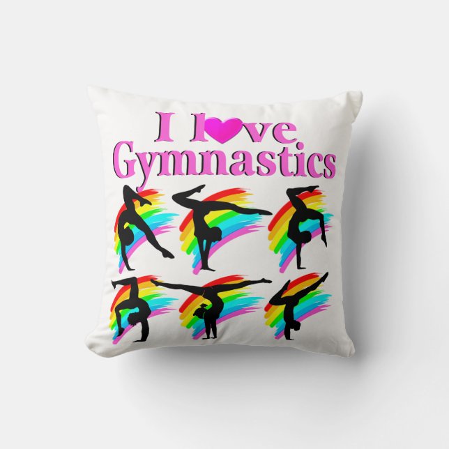 PINK RAINBOW I LIEBE GYMNASTICS DESIGN KISSEN (Vorderseite)
