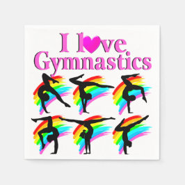 PINK RAINBOW I LIEBE GYMNASTICS DESIGN SERVIETTE