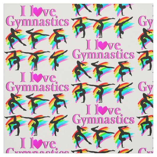 PINK RAINBOW I LIEBE GYMNASTICS DESIGN STOFF (Muster)