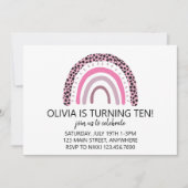 Pink Rainbow Mädchensommer Einladung (Vorderseite)